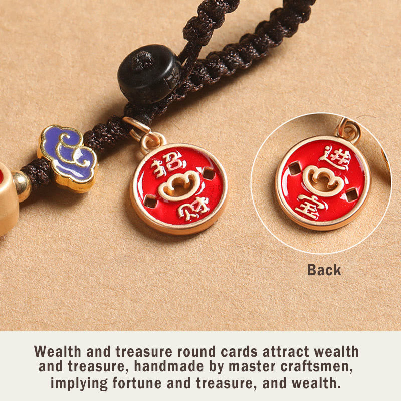 Porte-clés en bois d'ébène avec Buddha Stones, chat porte-bonheur, nuage de bon augure, paix, décoration à suspendre pour téléphone - image 14