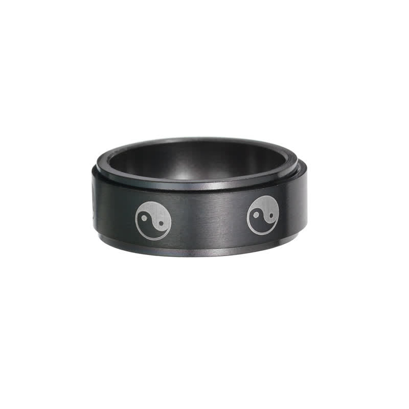 Bague rotative d'équilibre en acier titane avec Buddha Stones Yin Yang