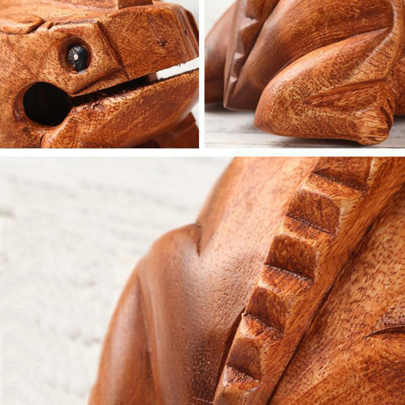 Buddha Stones Fabriqué à la main FengShui Richesse Chance Grenouille Mini Grenouille Coassante en Bois Guiro Décoration - image 11