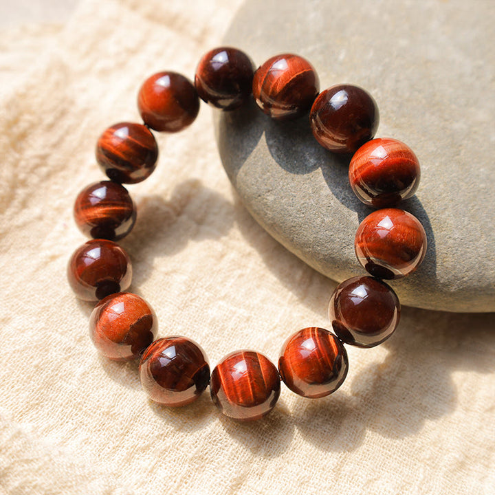 Bracelet de perles de guérison en œil de tigre naturel Buddha Stones - 12 mm - image 6