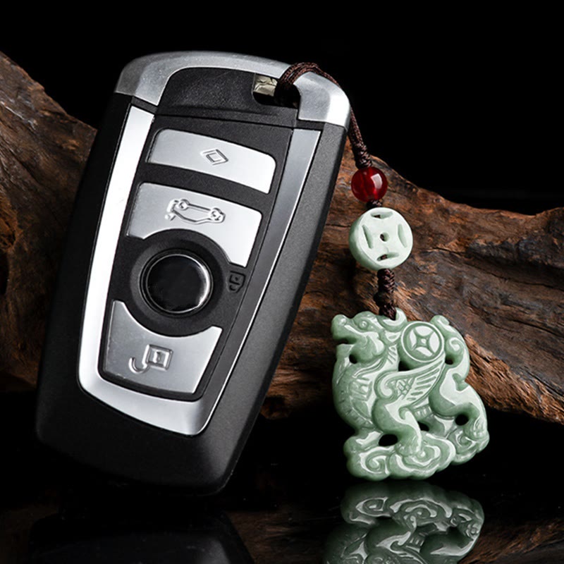 Buddha Stones Jade naturel Kirin Prospérité Téléphone Décoration suspendue