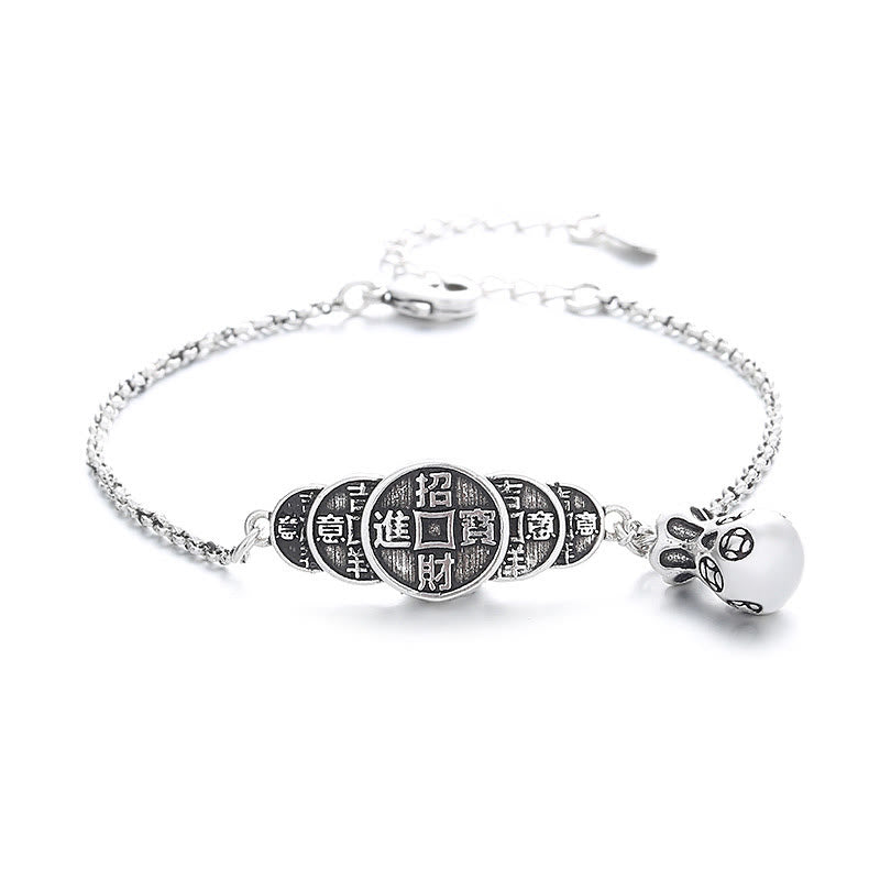 Bracelet de richesse en forme de sac d'argent en cuivre Buddha Stones