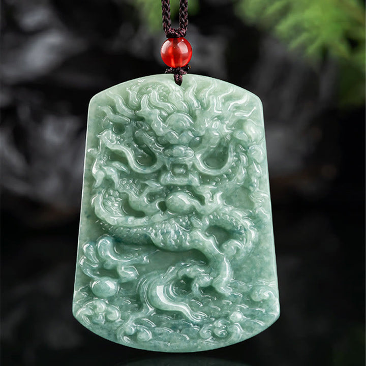 Collier pendentif en jade naturel avec Buddha Stones et signe du zodiaque chinois, dragon de la mer, porte-bonheur - image 5