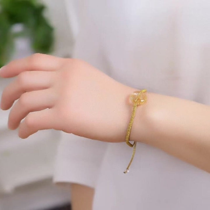 Bracelet tressé Buddha Stones Rond Citrine Boucle de Paix Bonheur
