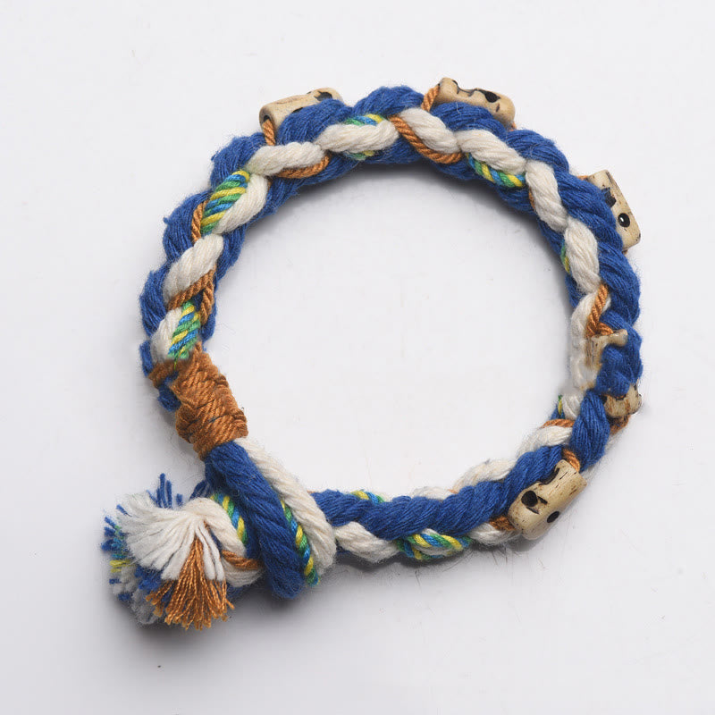 Bracelet porte-bonheur fait main en perles gravées de Buddha Stones Zakiram, déesse tibétaine de la richesse