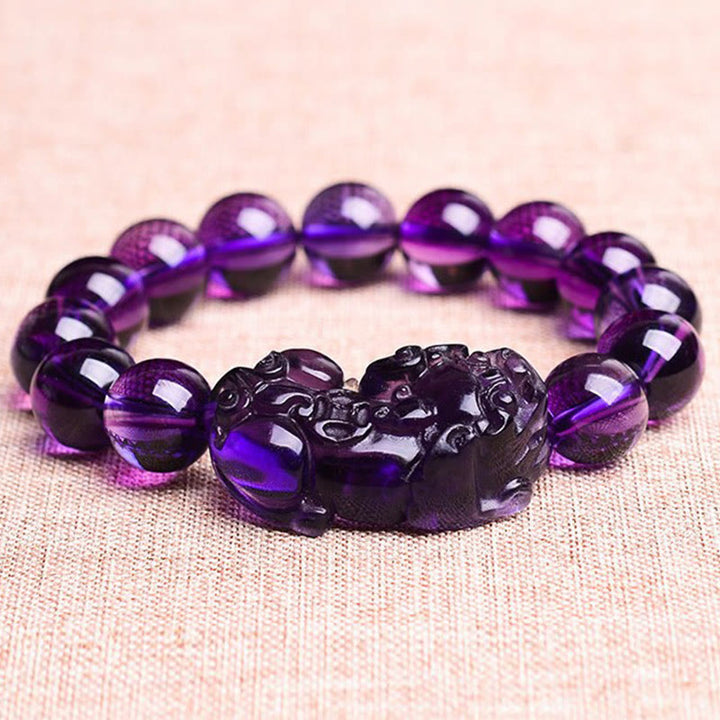 Bracelet Feng Shui en améthyste avec Buddha Stones pour la fortune et la richesse