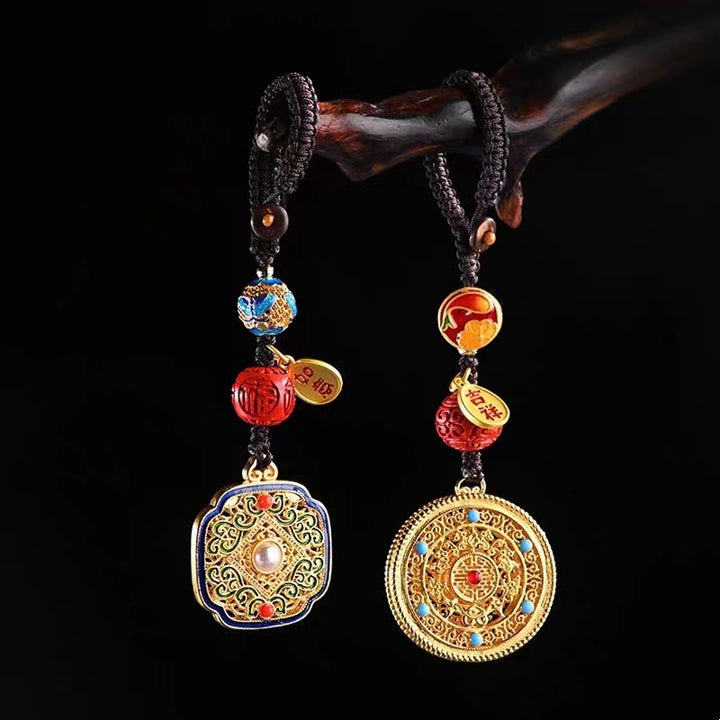Porte-clés porte-bonheur Ruyi avec les Buddha Stones Fu