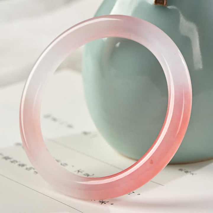 Bracelet de richesse en jade et soie rose doré avec Buddha Stones