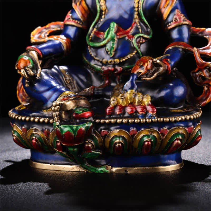 Figurine Bodhisattva Jambhala jaune Statue de sérénité en cuivre Décoration de la maison