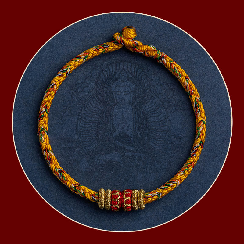 Bracelet en corde tressée fait main en Buddha Stones du zodiaque chinois du Tibet