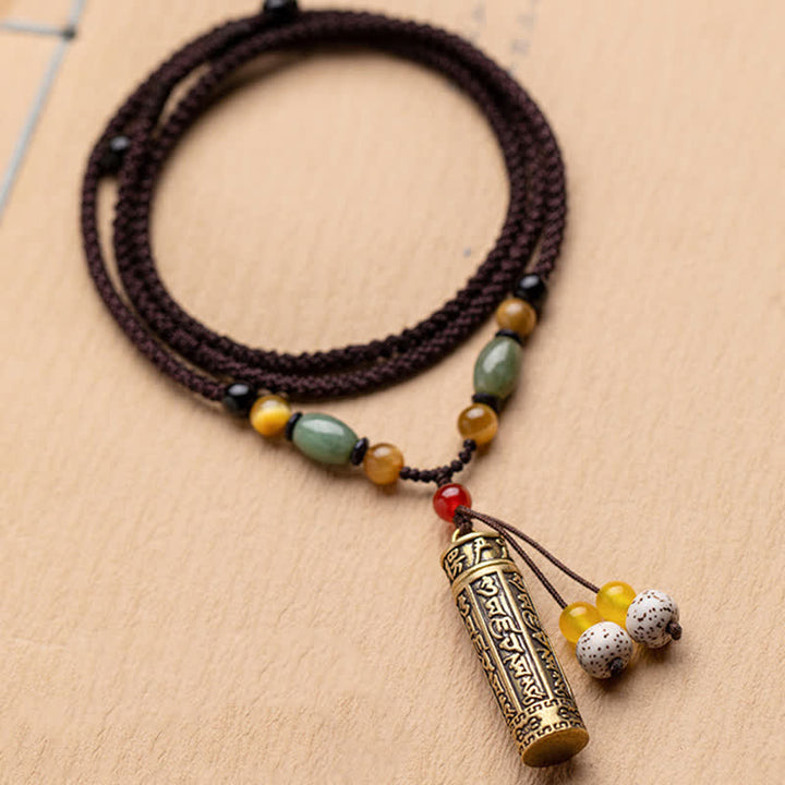 Buddhastoneshop Tibet Om Mani Padme Hum Agate Shurangama Sutra Protection Collier Pendentif - image 15