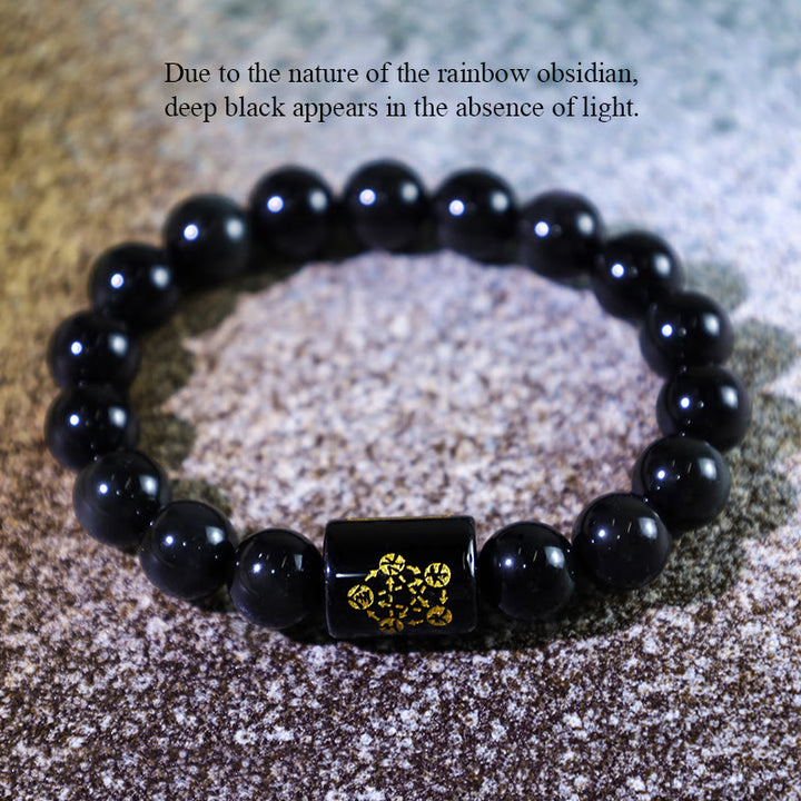 Bracelet de transformation positive en obsidienne arc-en-ciel naturelle de Buddha Stones