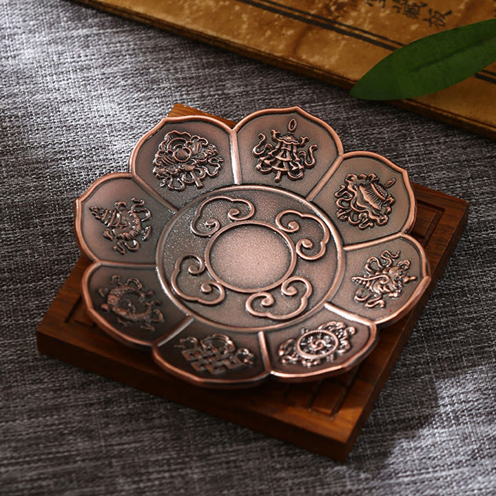 Buddha Stones Lotus Dragon Phénix Huit symboles de bon augure Porte-bâton d'encens en alliage de zinc Brûleur d'encens de guérison Décoration