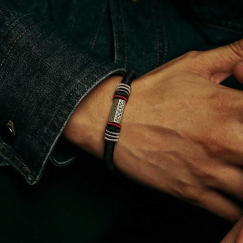 Bracelet en argent sterling 925 Buddha Stones et symbole de la paix Om Mani Padme Hum - image 12