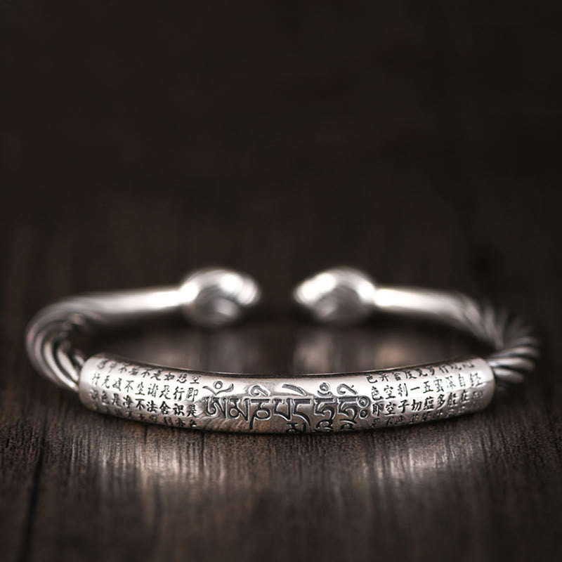 Bracelet manchette tibétain en Buddha Stones Om Mani Padme Hum Sutra du cœur Pureté