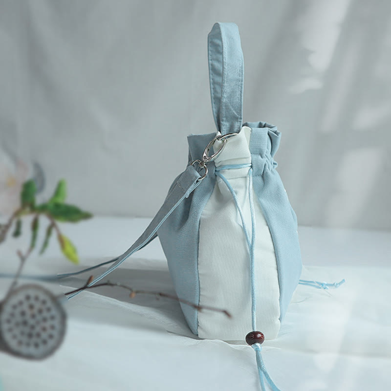 Sac à main en toile brodé à la main avec Buddha Stones et fleurs