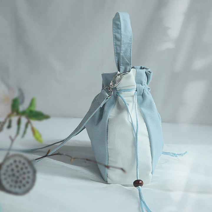 Sac à main en toile brodé à la main avec Buddha Stones et fleurs