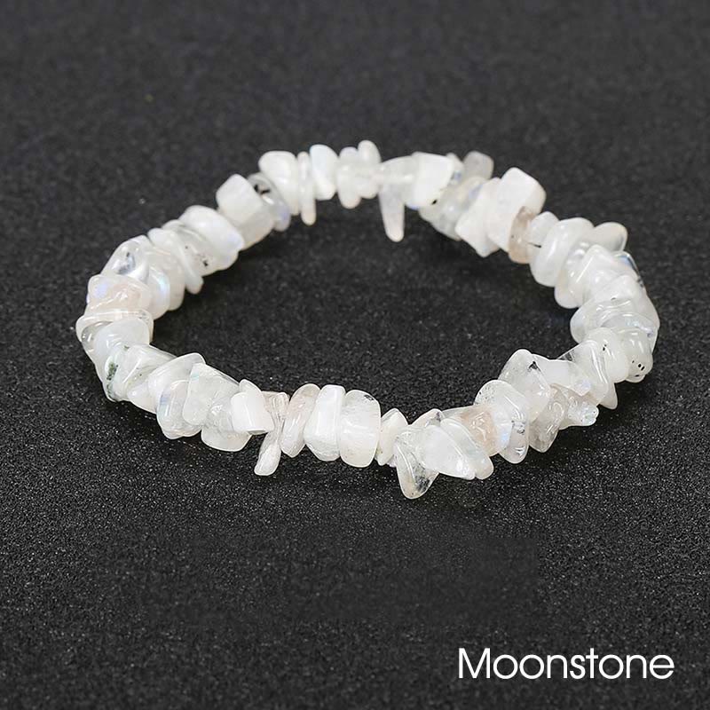 Bracelet apaisant et chaleureux en pierre de cristal de forme irrégulière naturelle - Pierre de lune (Tour de poignet : 15-18 cm) - image 36