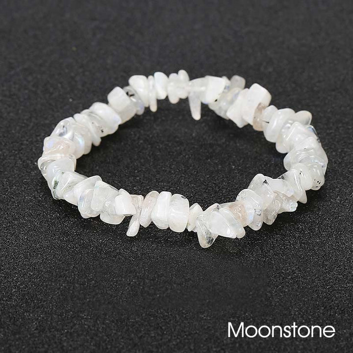 Bracelet apaisant et chaleureux en pierre de cristal de forme irrégulière naturelle - Pierre de lune (Tour de poignet : 15-18 cm) - image 36