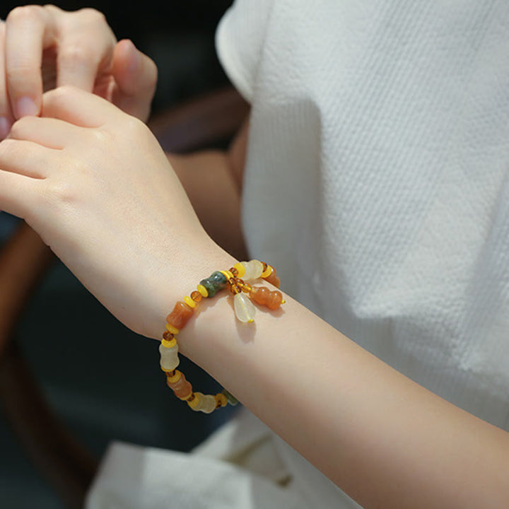 Bracelet porte-bonheur en jade de soie doré naturel