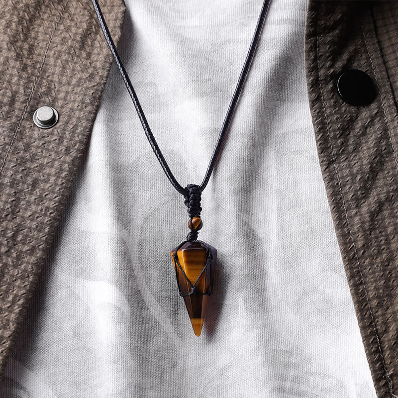 Collier pendentif pointu en pierre naturelle Buddha Stones
