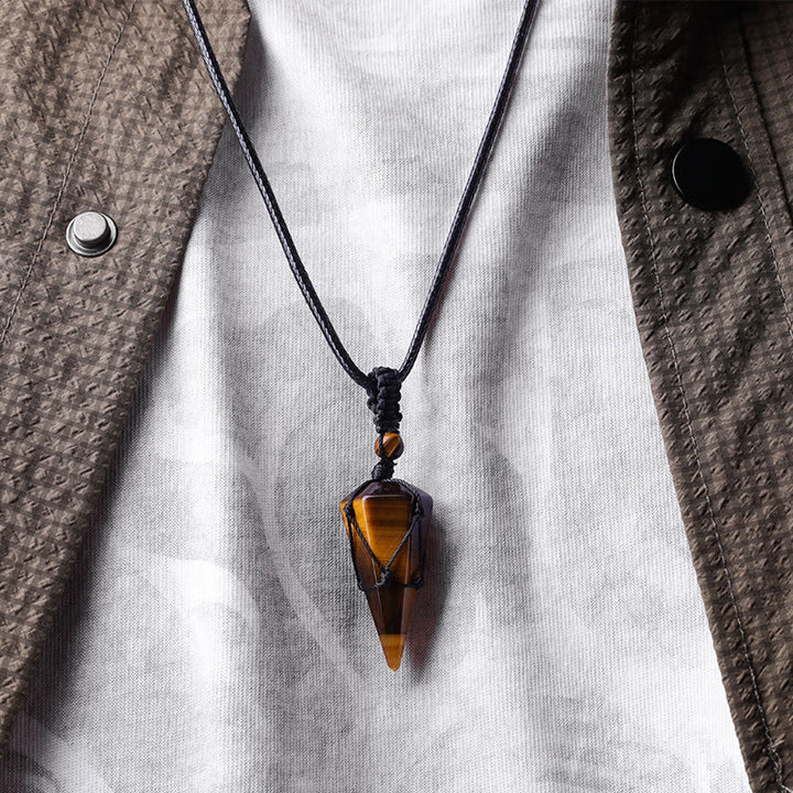 Collier pendentif pointu en pierre naturelle Buddha Stones