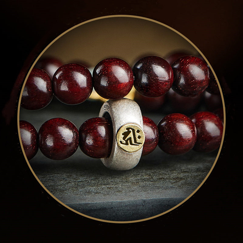 Buddha Stones Zodiaque chinois Bouddha natal Petite feuille Bois de santal rouge Jade Agate rouge Bracelet apaisant PiXiu