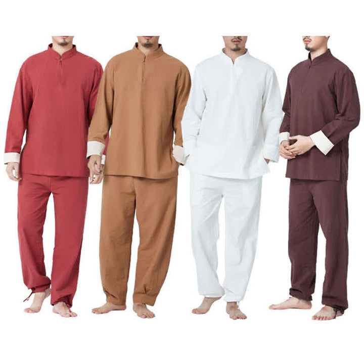 Ensemble de vêtements en coton et lin pour homme Buddha Stones, méditation spirituelle, zen, yoga, prière