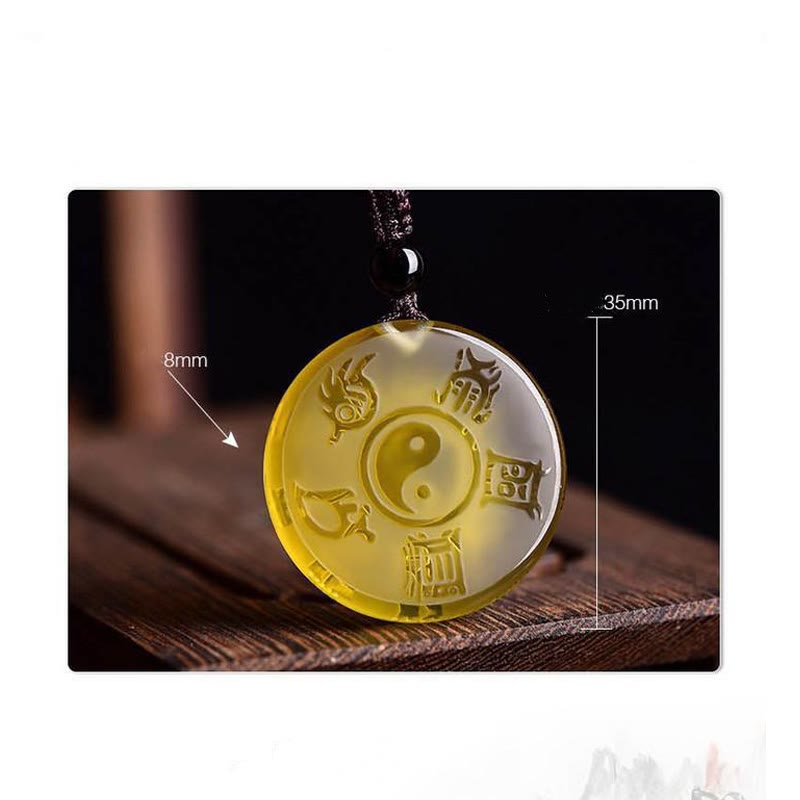 Buddha Stones Taoïsme Cinq montagnes sacrées Symbole Yin Yang Collier pendentif d'équilibre en cristal Liuli Porte-clés - image 13