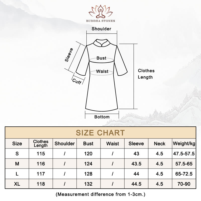 Robe qipao vintage en soie de Buddha Stones 100 % 6 momme avec broderie de fleurs et de papillons pour femme - Noir - Tableau des tailles - image 19