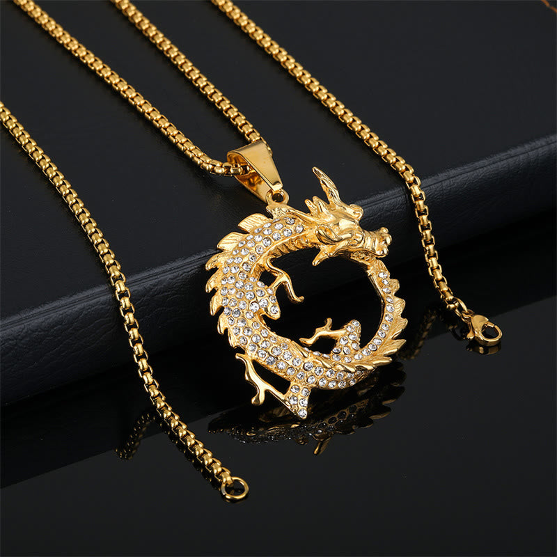 Collier pendentif de réussite avec motif de dragon du zodiaque chinois et Buddha Stones - image 3