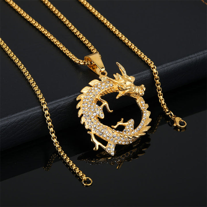 Collier pendentif de réussite avec motif de dragon du zodiaque chinois et Buddha Stones - image 3