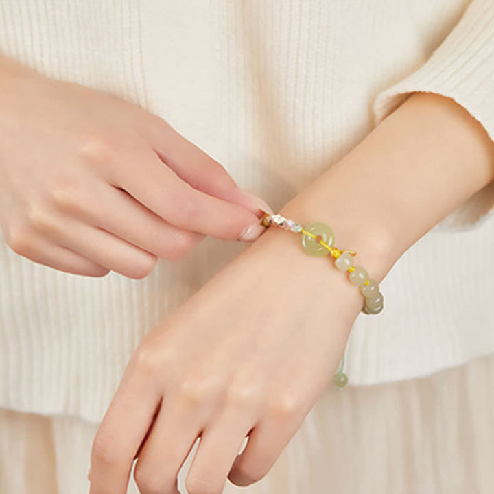 Bracelet porte-bonheur en perles de jade Hetian en argent sterling 925 Buddha Stones