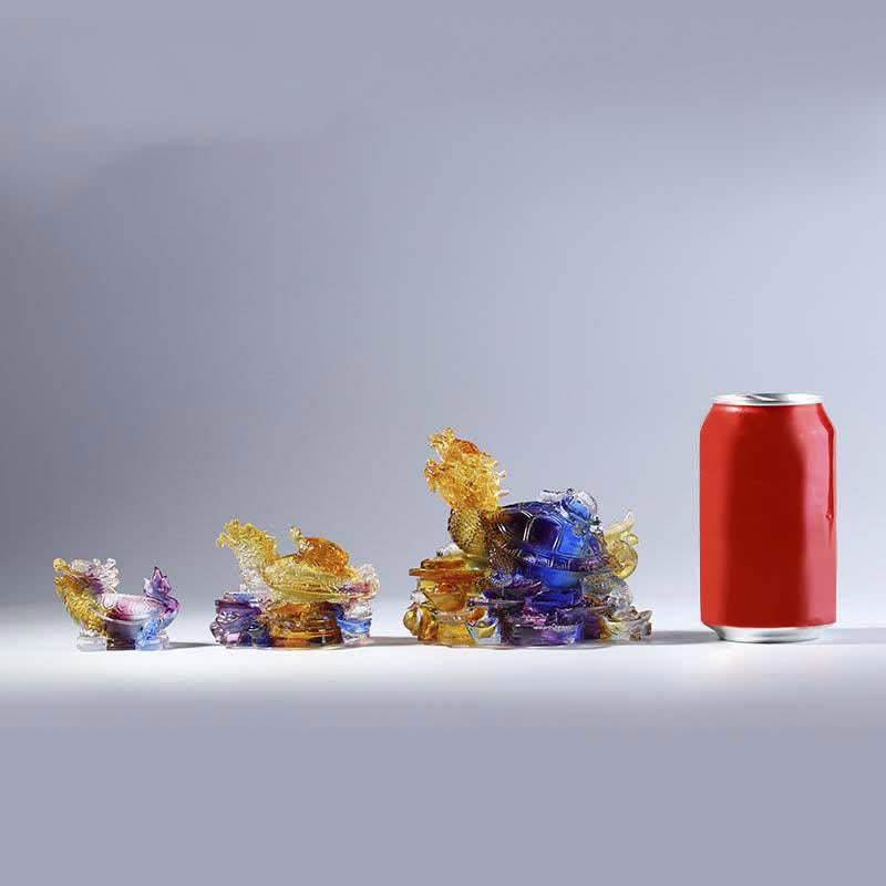 Buddha Stones Feng Shui Dragon Tortue Pièces de monnaie en cristal Liuli fait à la main Pièce d'art porte-bonheur Décoration de bureau à domicile - image 20