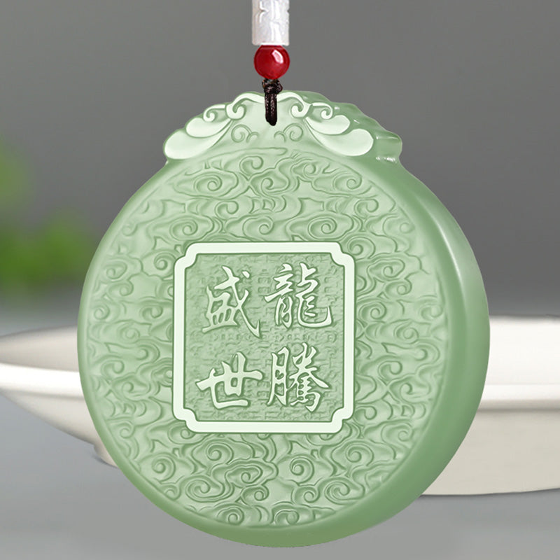Collier porte-bonheur en jade avec pendentif en forme de dragon et Buddha Stones - image 5