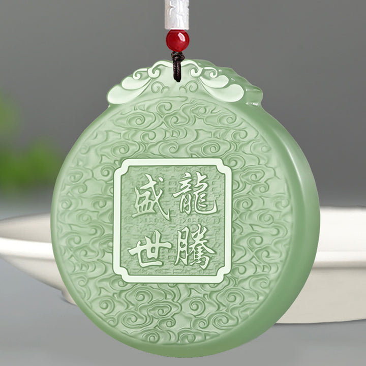 Collier porte-bonheur en jade avec pendentif en forme de dragon et Buddha Stones - image 5
