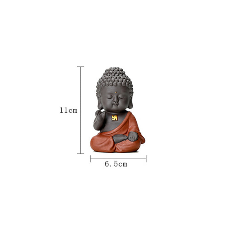 Buddha Stones Petit Bouddha Sérénité Argile violette Décoration de bureau à domicile