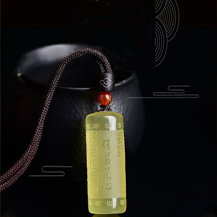 Collier pendentif force bonheur citrine Sutra du cœur