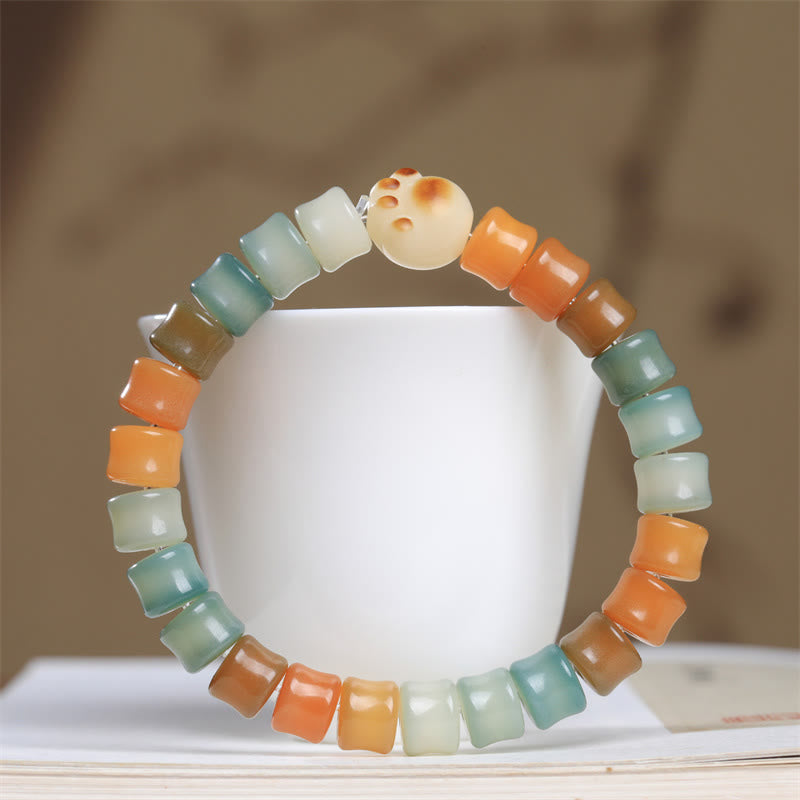 Bracelet de sagesse en forme de patte de chat avec graines de Bodhi colorées et Buddha Stones - Graine de Bodhi (Auspiciosité ♥ Chance) - image 1