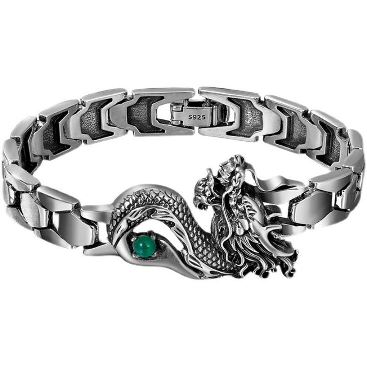 Bracelet de réussite gravé à motif de dragon vintage Buddha Stones