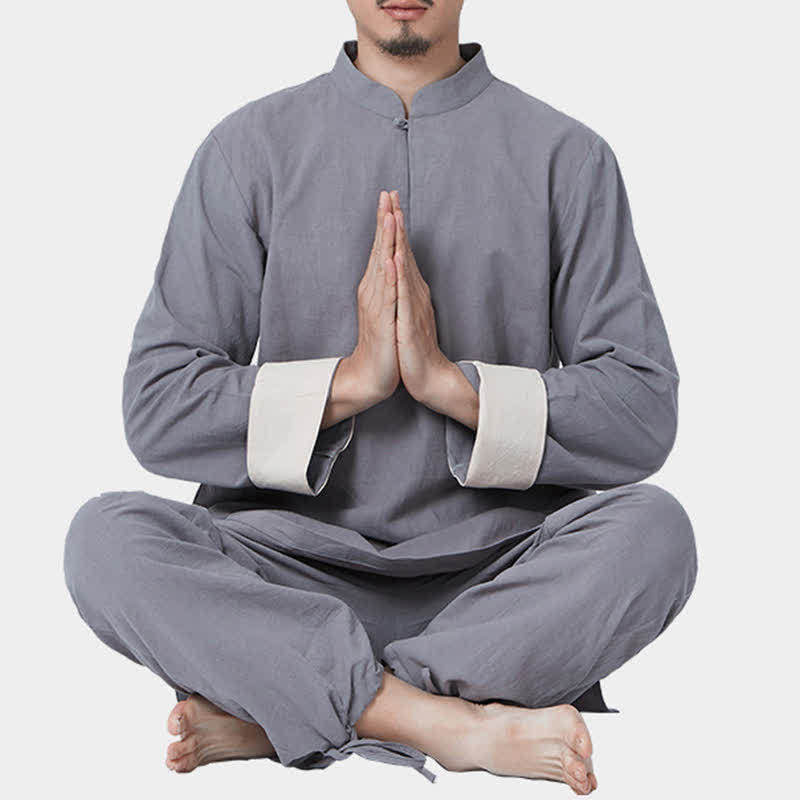 Ensemble de vêtements en coton et lin pour homme Buddha Stones, méditation spirituelle, zen, yoga, prière