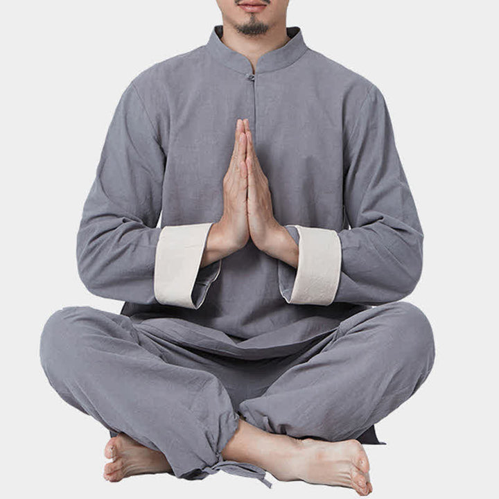 Ensemble de vêtements en coton et lin pour homme Buddha Stones, méditation spirituelle, zen, yoga, prière