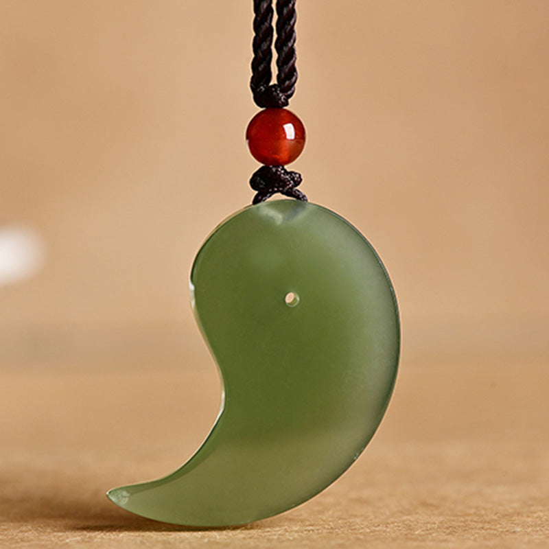 Collier pendentif en corde de protection en jade blanc et jade cyan Yin Yang - image 5
