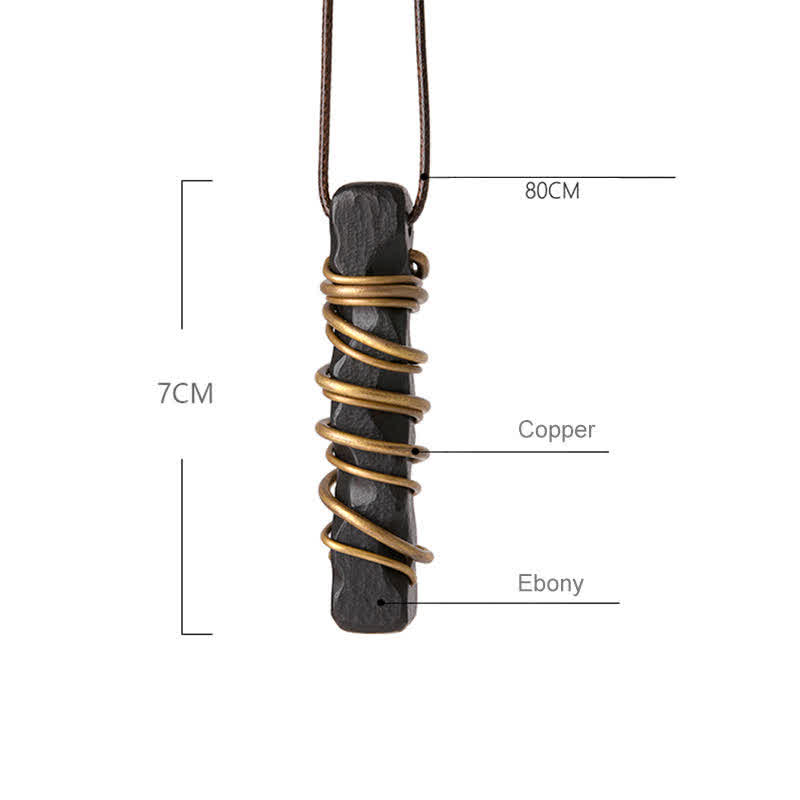 Collier pendentif en Buddha Stones en bois d'ébène du Tibet et en cuivre pour équilibre et paix - image 14