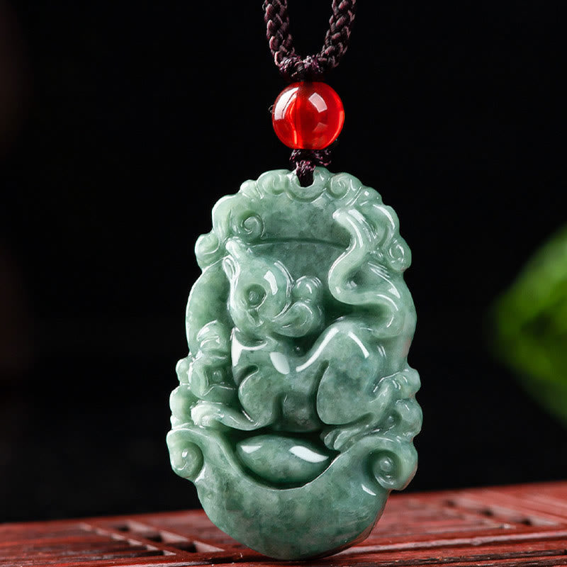Buddha Stones pendentif de prospérité en jade naturel avec 12 signes du zodiaque chinois - image 11