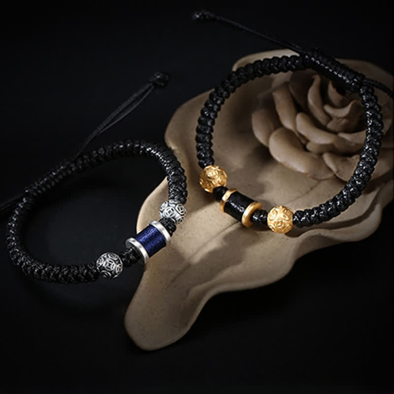Bracelet en fil tressé avec perles en cuivre et argent sterling 999 de Buddha Stones