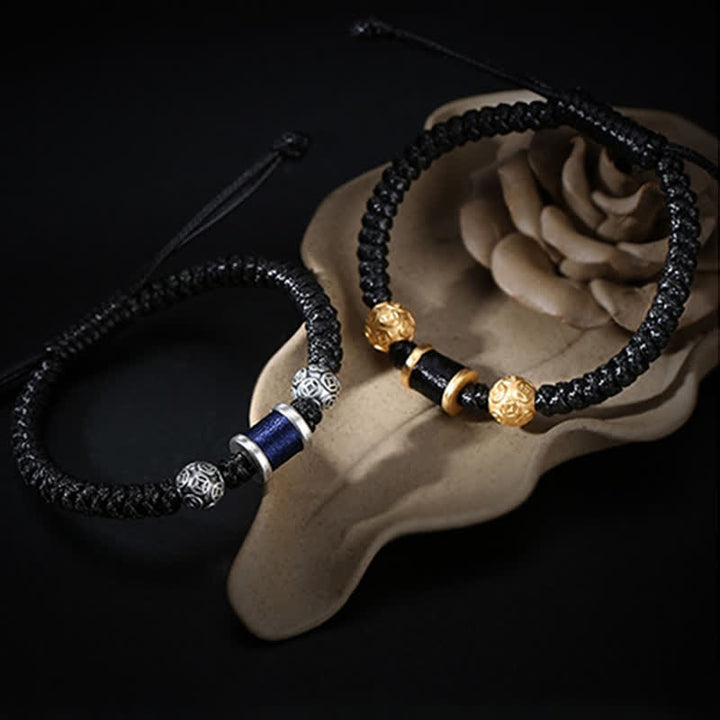 Bracelet en fil tressé avec perles en cuivre et argent sterling 999 de Buddha Stones