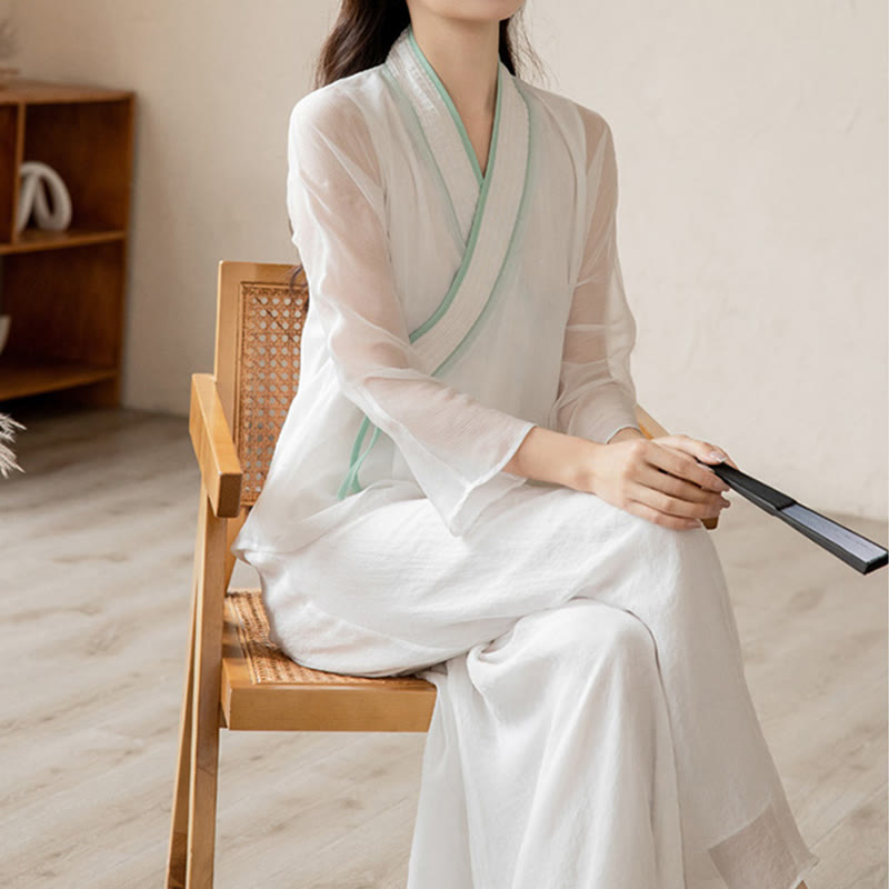 Ensemble de vêtements en mousseline de soie pour femme Buddha Stones et prière rétro, méditation spirituelle zen