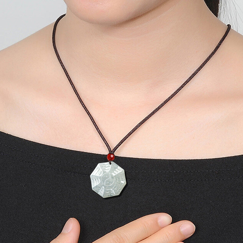 Pendentif collier porte-bonheur en Jade naturel Bagua Yin Yang - image 3