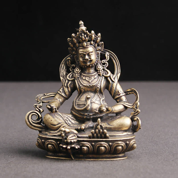 Buddha Stones Jaune Jambhala Bodhisattva Figurine Sérénité Statue en Cuivre Décoration
